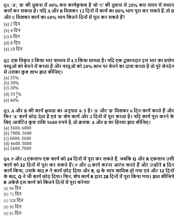 SBI PO, Clerk प्रीलिम्स क्वांट क्विज – 21 जून, 2021 – Profit & Loss, Time & Work and Pipe & Cistern | Latest Hindi Banking jobs_4.1