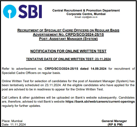 SBI SO Exam Date 2024: SBI SO की 1513 वेकेंसी के लिए परीक्षा तिथि जारी – देख कब होगी परीक्षा | Latest Hindi Banking jobs_3.1