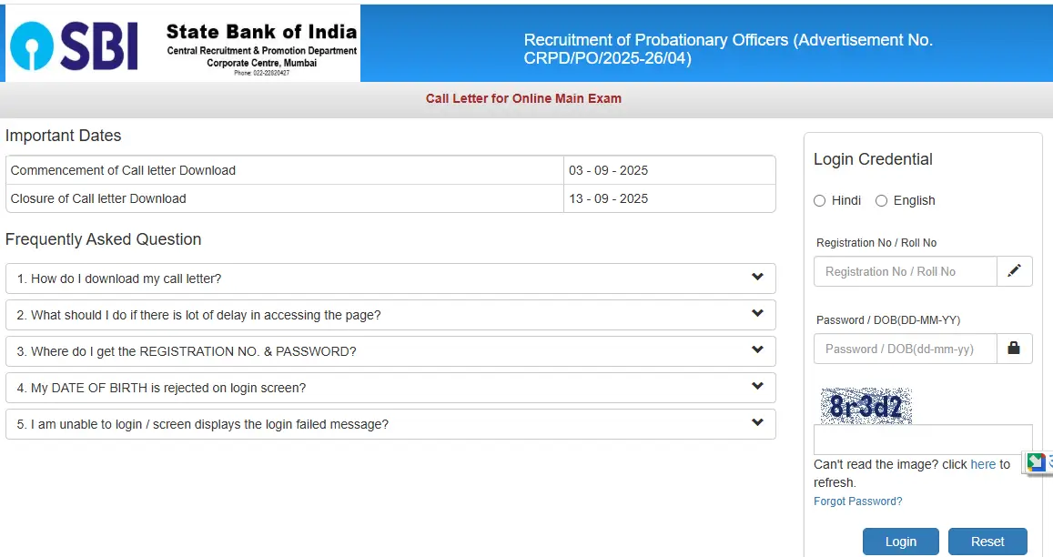 SBI PO Mains Admit Card 2025 @sbi.co.in पर हुआ जारी, यहाँ से डाउनलोड करें एसबीआई पीओ Phase 2 कॉल लेटर | Latest Hindi Banking jobs_3.1