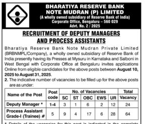 BRBNMPL Recruitment 2025: 88 पदों पर निकली भर्ती, Deputy Manager और Process Assistant के लिए मौका, जल्दी करें आवेदन!