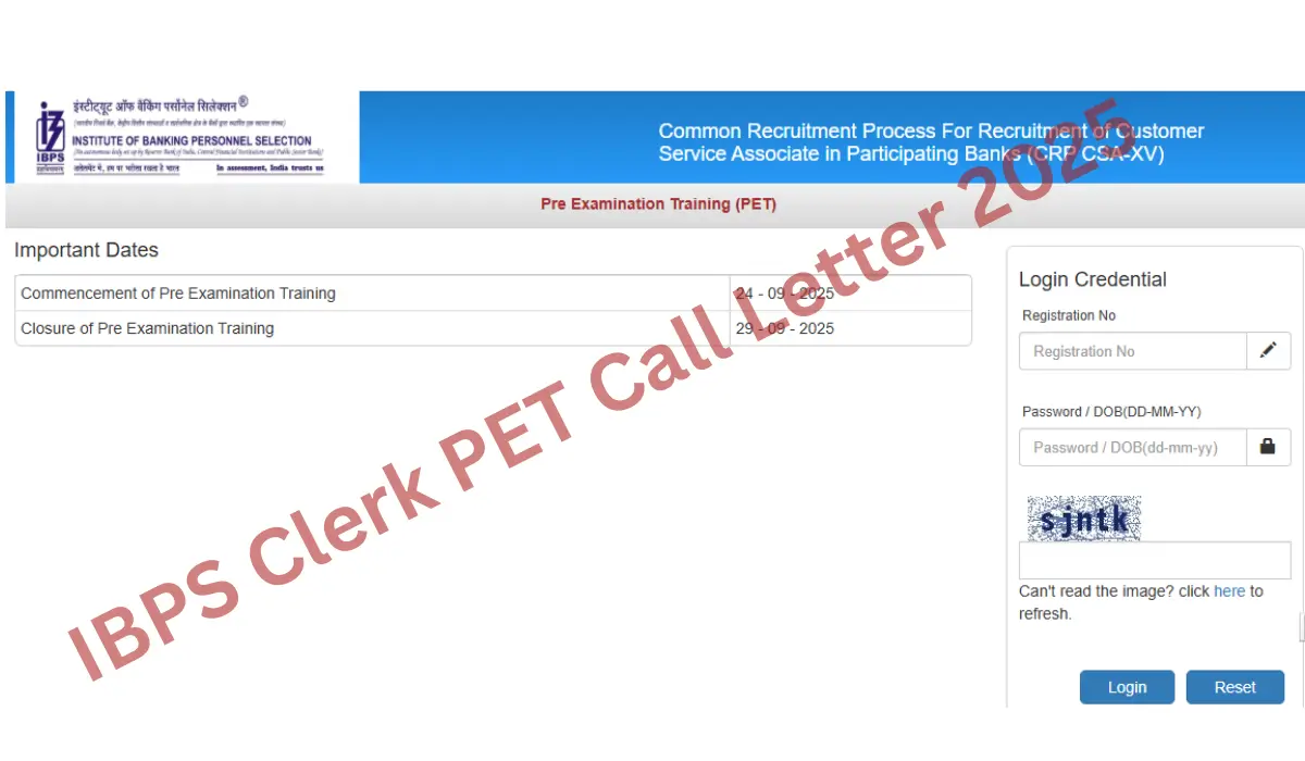 IBPS Clerk PET Call Letter
