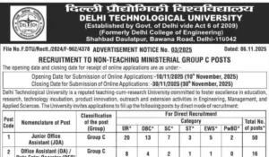 DTU Non-Teaching Recruitment 2025