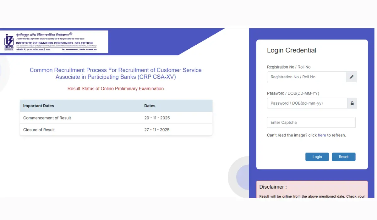 IBPS Clerk Prelims Result 2025