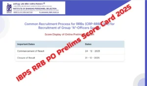 IBPS RRB PO Prelims Score Card 2025