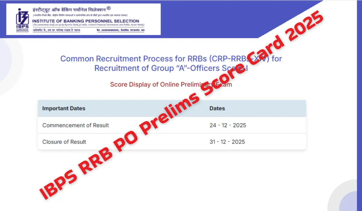 IBPS RRB PO Prelims Score Card 2025