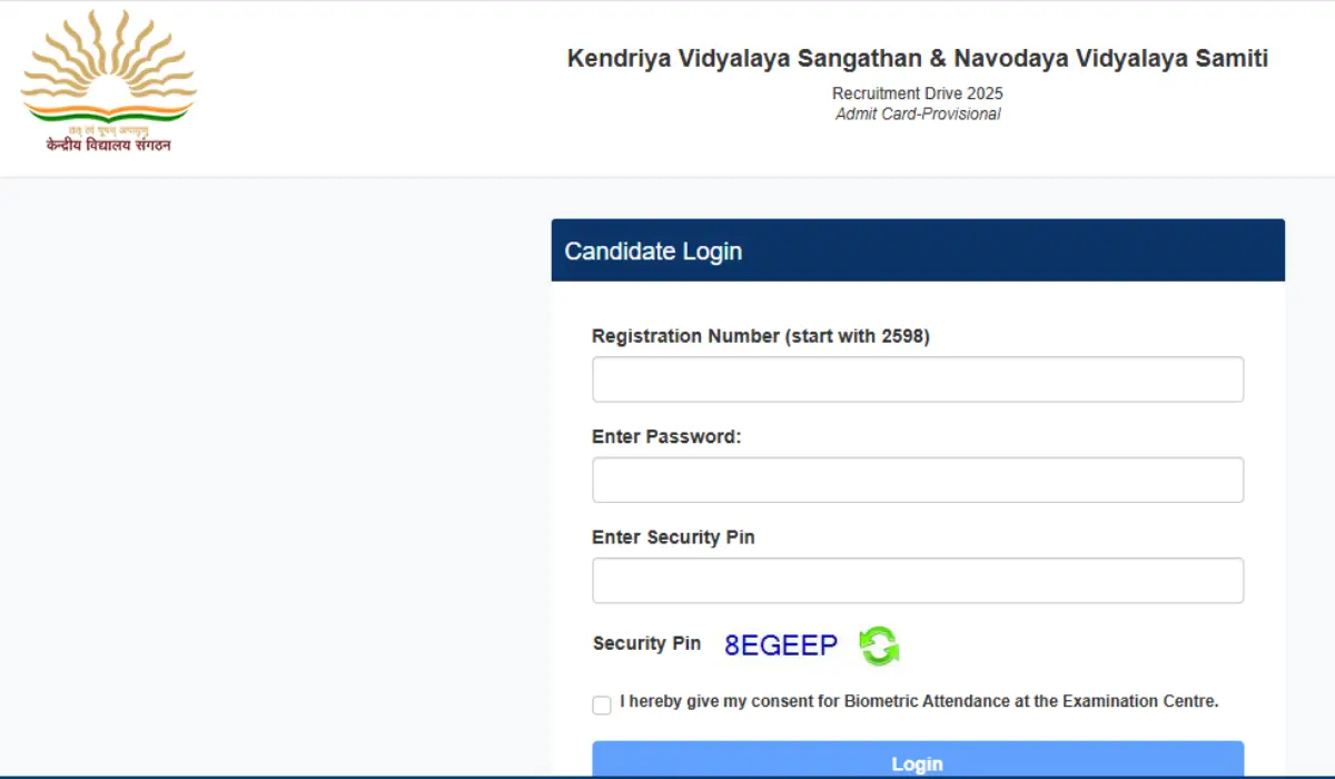 kvs nvs admit card out