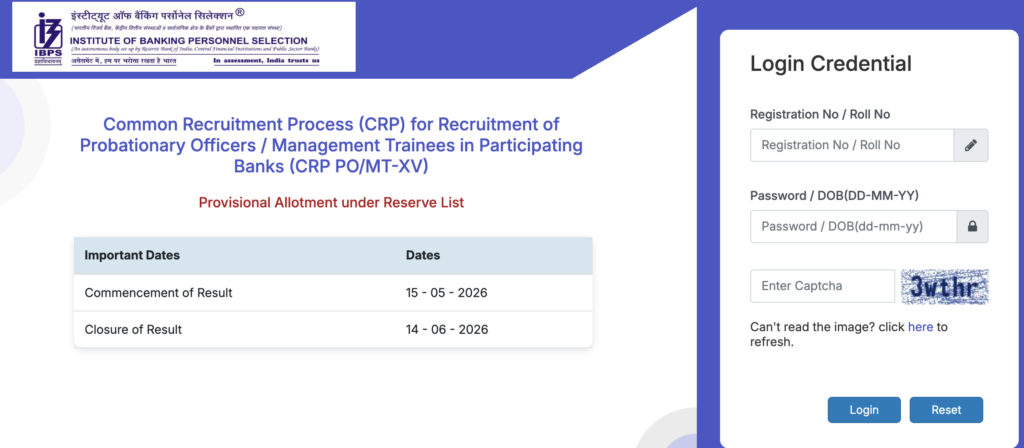 IBPS PO and SO XV 1st Reserve List Released at ibps.in, चेक क़रें अपना Provisional Allotment Status – Latest Hindi Banking jobs_3.1