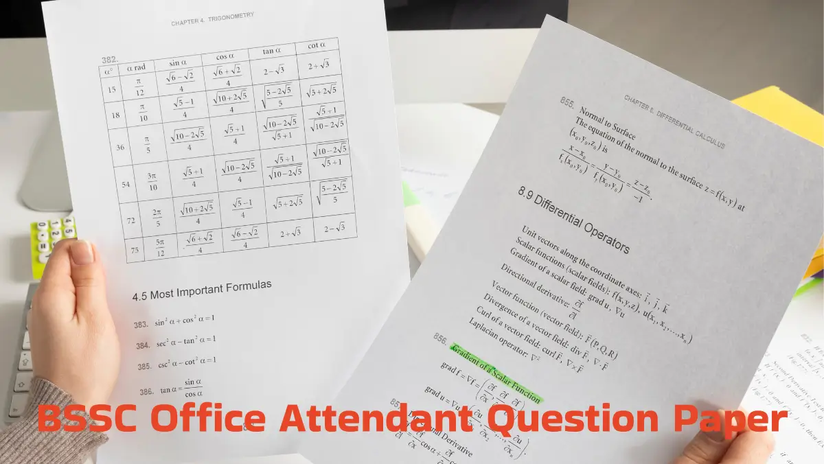 BSSC Office Attendant Question Paper 2026