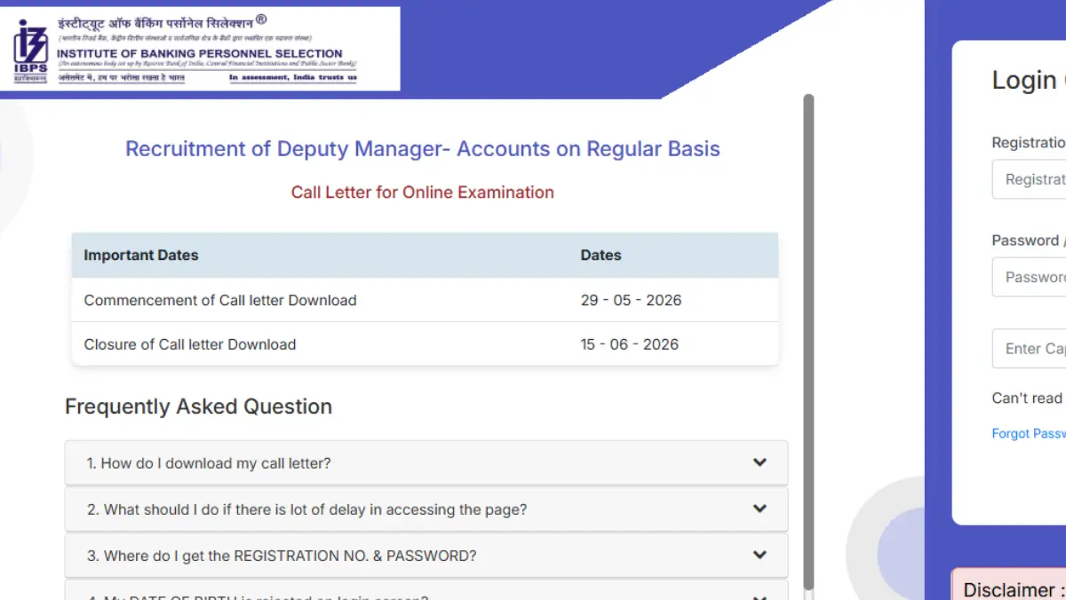 IBPS Deputy Manager Admit Card 2026