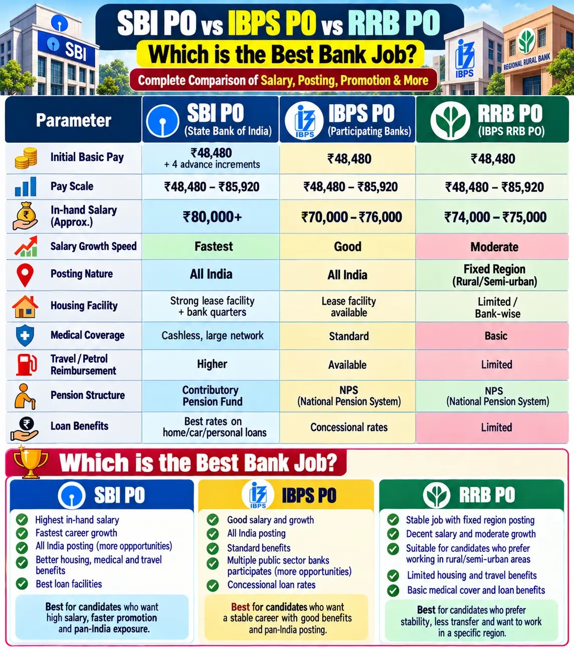 SBI vs IBPS vs RRB PO Comparison